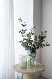 S/2 Decorative Green Glass Vases with Face Motifs