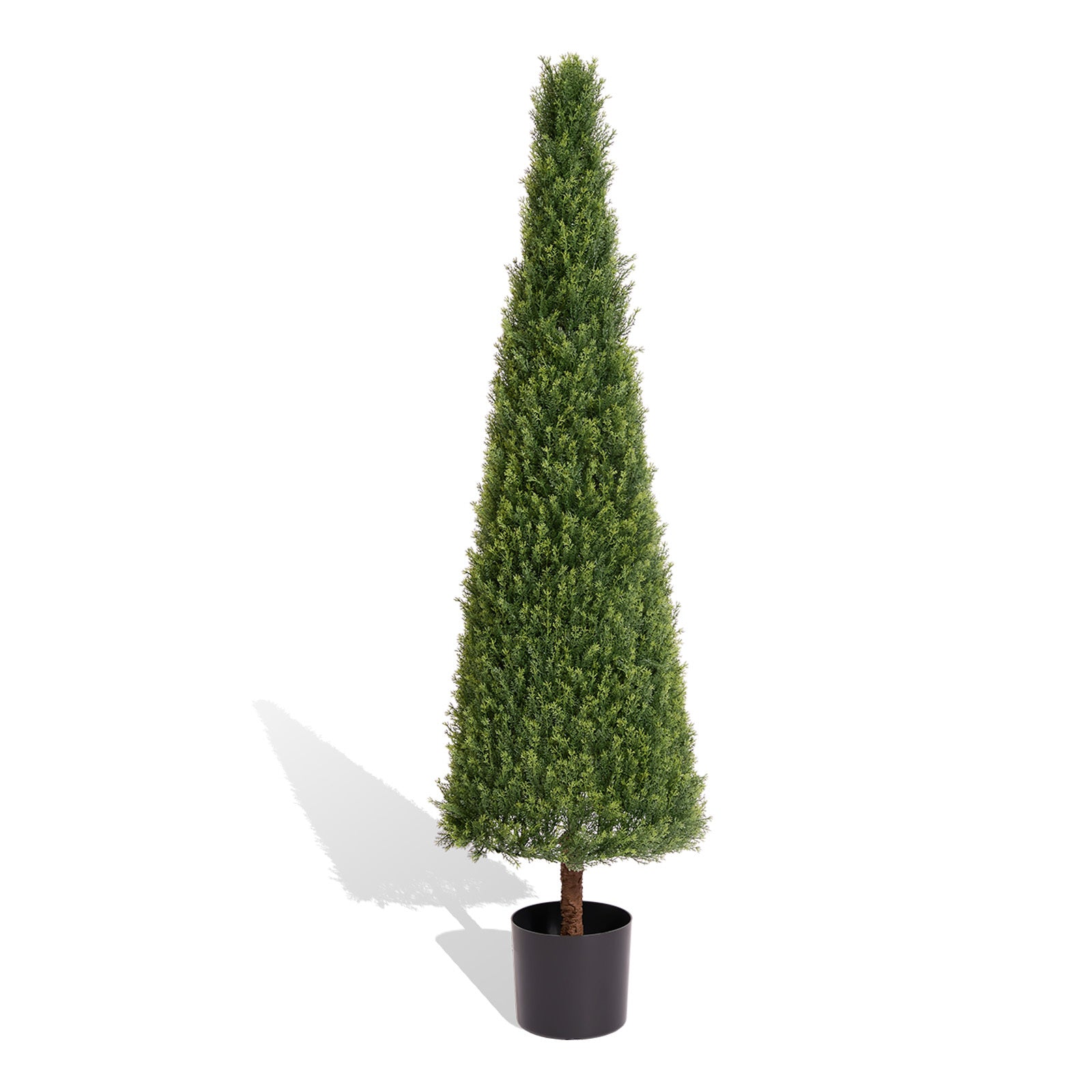 5FT Conical Topiary Cedar Trees Artificial Outdoor Lifelike Faux Evergreen Shrubs and Bushes, UV Resistant Fake Potted Plants for Front Porch and Garden Decor, 1pc/set