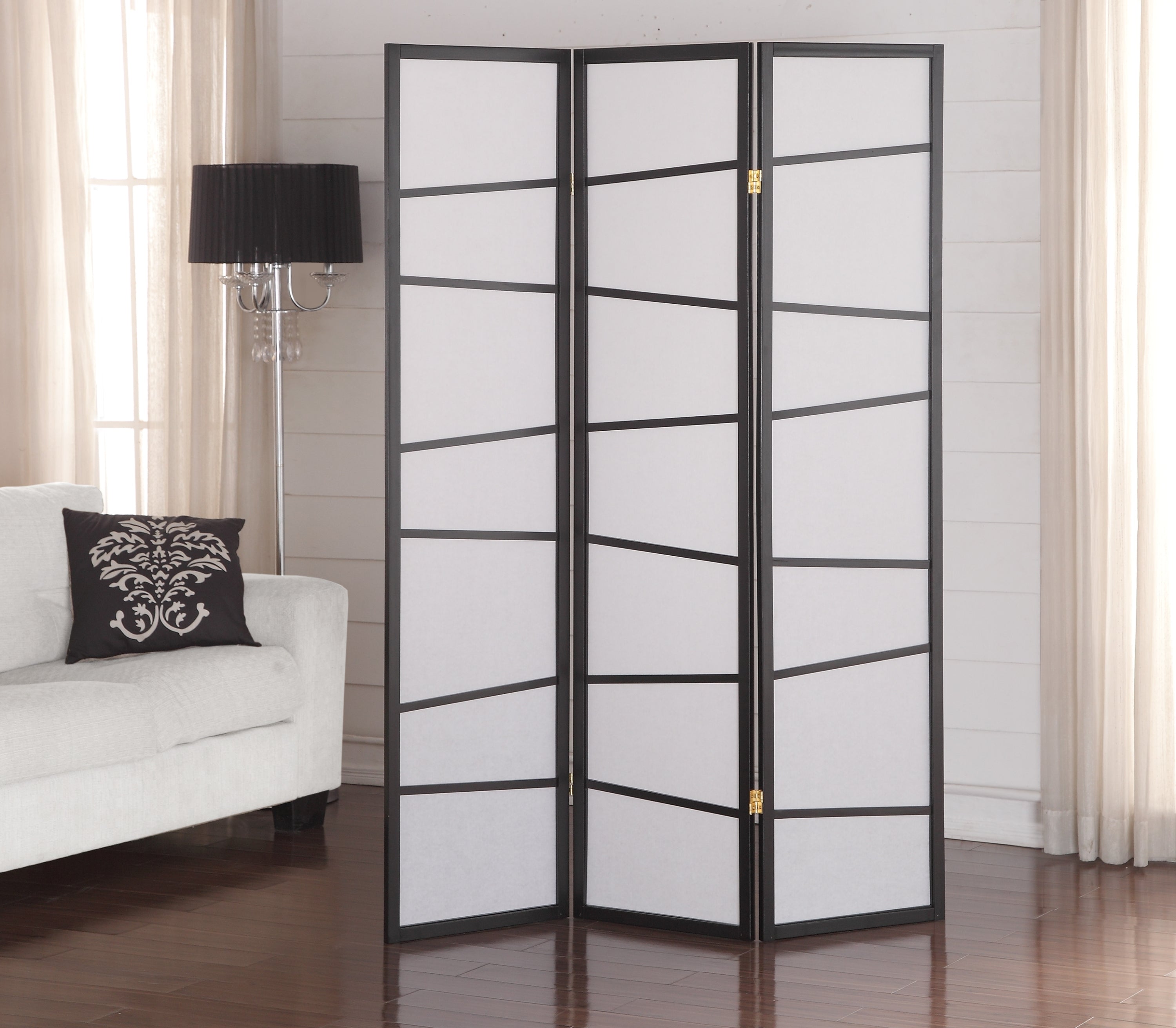 3-Panel Screen Room Divider, Black