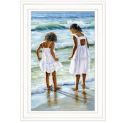 'Two Girls at the Beach' By Georgia Janisse, Ready to Hang Framed Print, White Frame