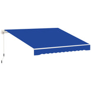 Outsunny 8' x 7' Patio Retractable Awning, Manual Exterior Sun Shade Deck Window Cover, Blue
