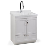 Maile - 28' Laundry Cabinet with Pull-out Faucet and ABS Sink - Pure White