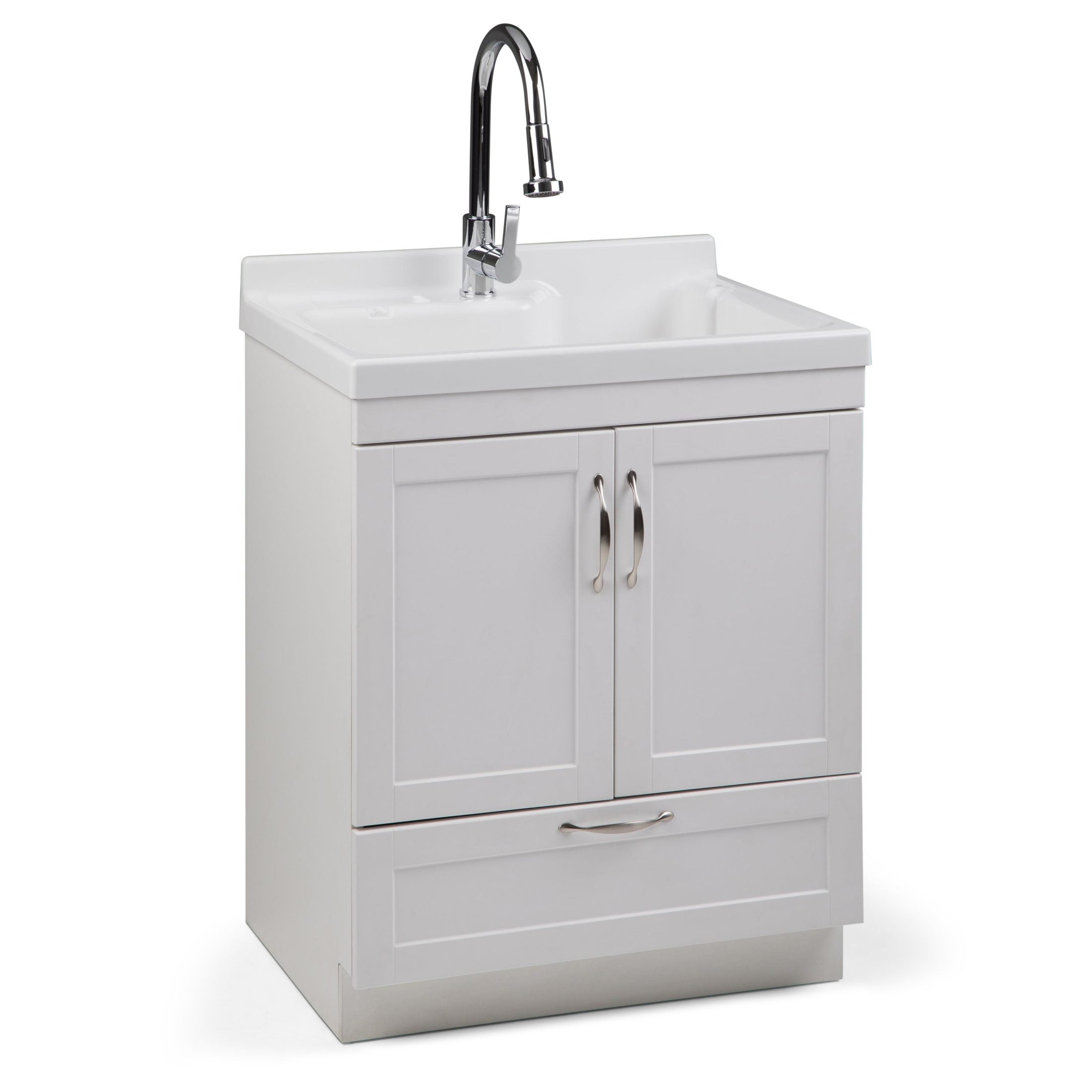 Maile - 28' Laundry Cabinet with Pull-out Faucet and ABS Sink - Pure White