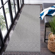 LOOM & LUXE Collection 2X8 White /Geometric Indoor/Outdoor Area Rug
