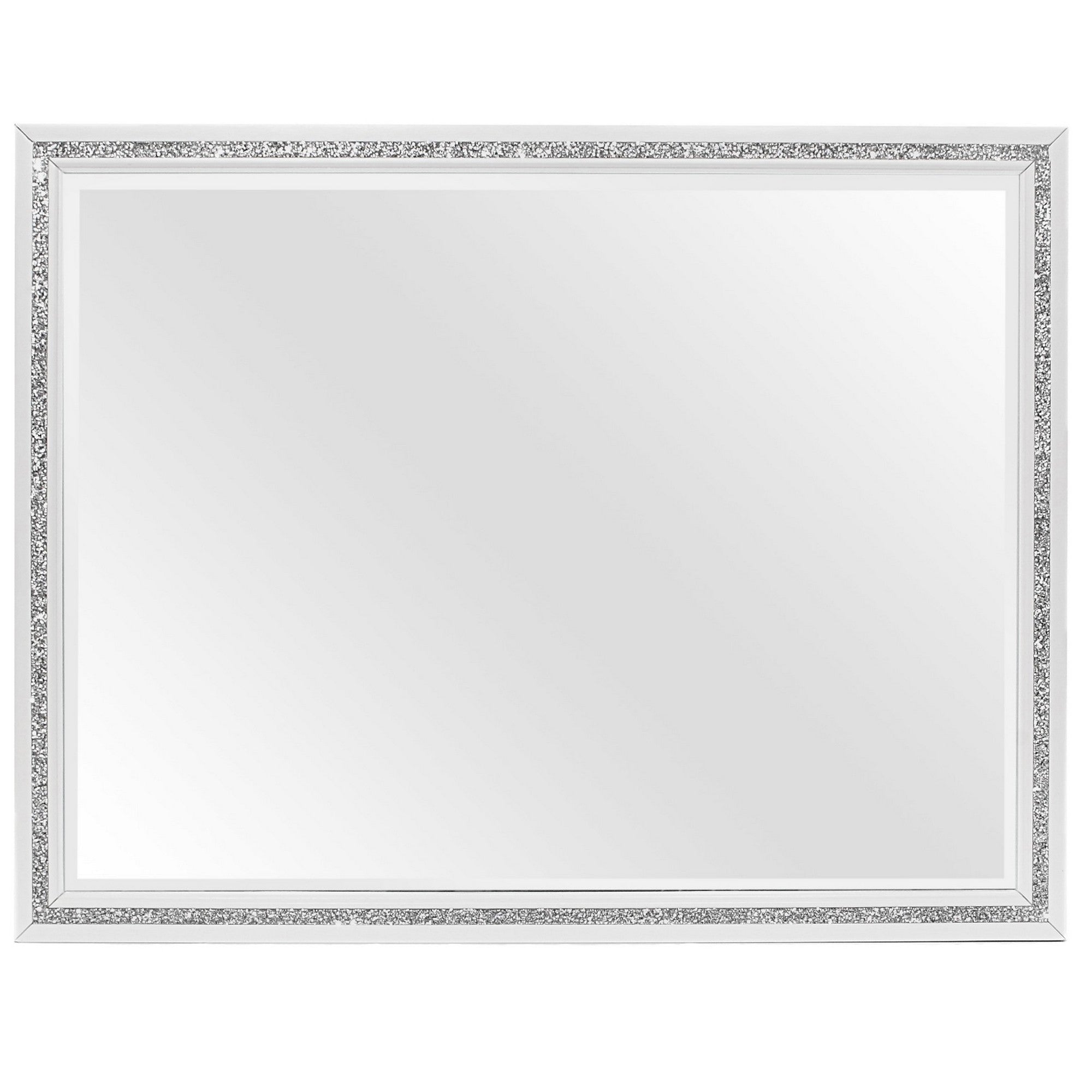 ALMERA Transitional Glam Glitter White Mirror Rubberwood 45.67' x 35.43'