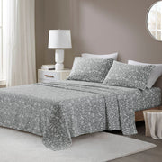 4 Pieces Queen 100% Cotton Flannel Printed Sheet Set,Sage Winter Fauna