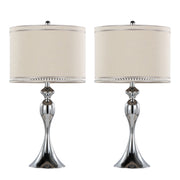 Ashland 27' Contemporary Metal Table Lamp in Polished Chrome and Cream Linen Shade with Trim from Grandview Gallery by LumiSource - Set of 2
