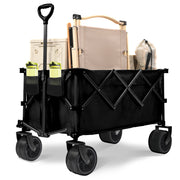 PORTABLE 400L Collapsible Wagon, Folding Wagon Cart , Beach Wagon with Big Wheels, 450LB Heavy Duty Foldable Wagon, Large Capacity Wagon for Camping, Sports, Garden, Baseball