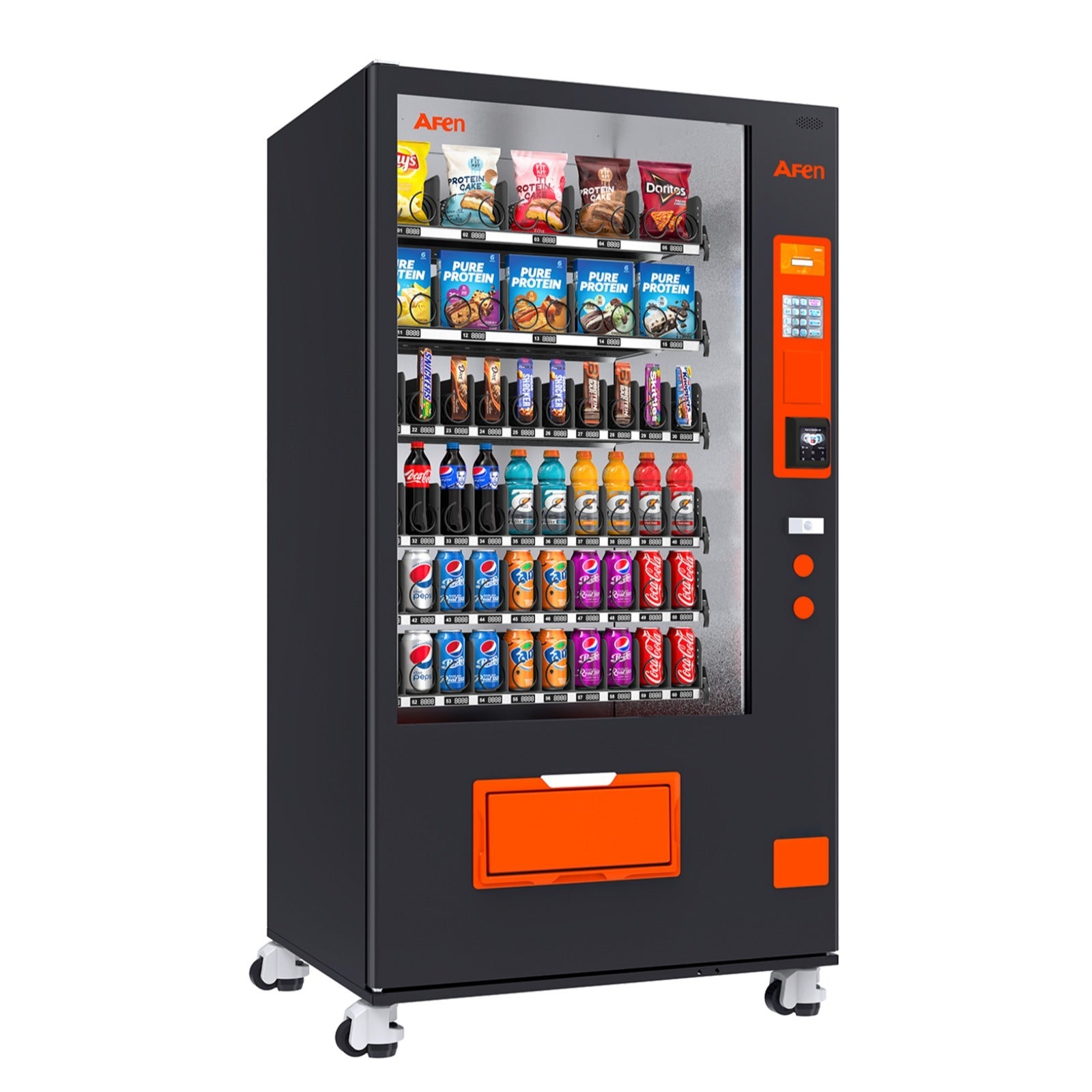 AFEN Large 60 Slot Snack & Drink Vending Machine for Business, Commercial Refrigerated Combo Vending Machine with Credit Card Reader Payment, Only Cashless