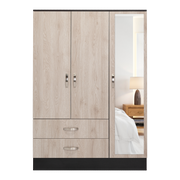 Mirrored Armoire Draggo, Bedroom, Black / Light Gray