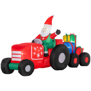 Outsunny 9ft Christmas Inflatables Outdoor Decorations Santa Claus Driving Trailer with Colorful Gift Boxes, Blow-Up LED Yard Christmas Decor for Lawn Garden Party