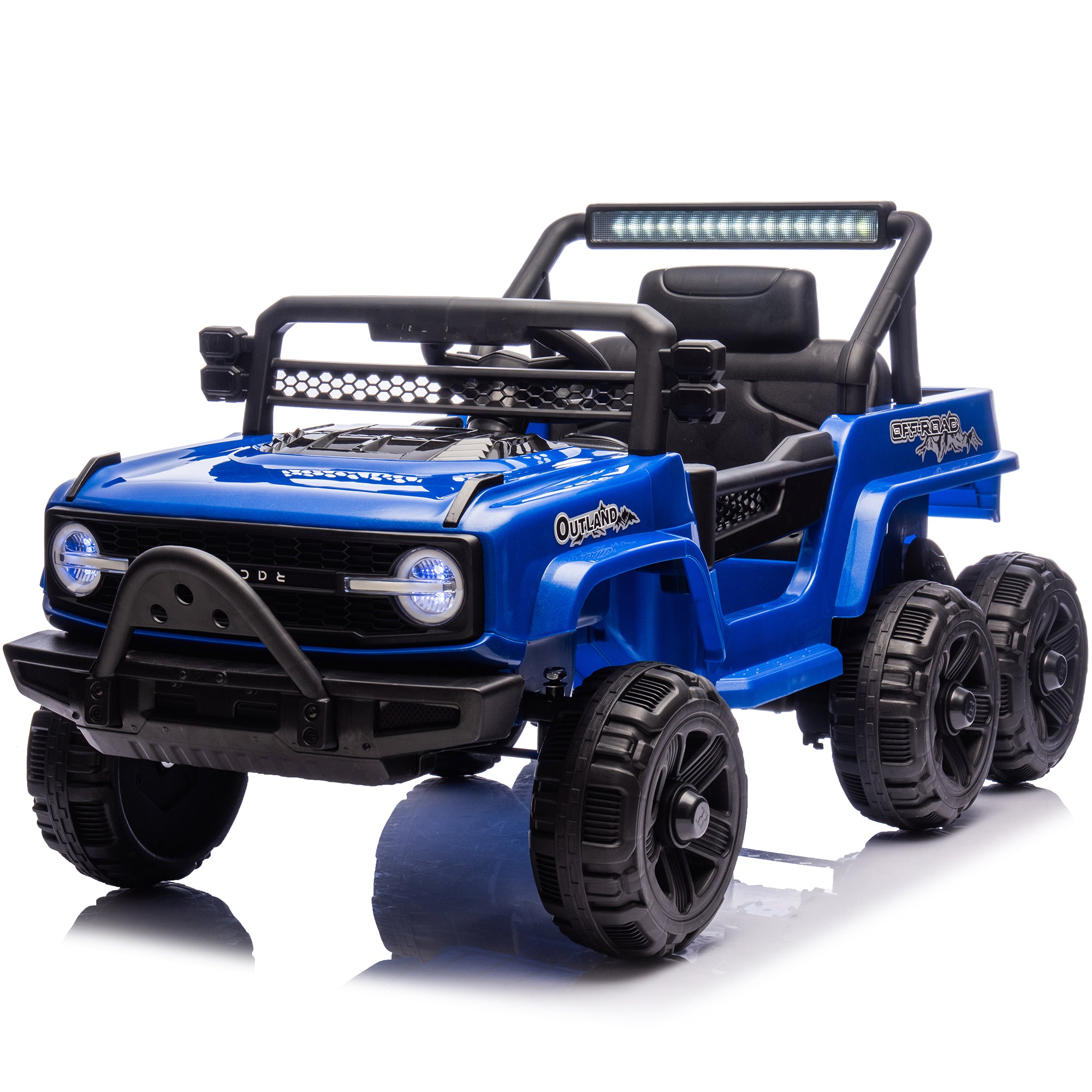 12V Kids Ride On 6-Wheel electric truck car W/Parents Control ,Six-Wheel Suspension,Four motors,Power display,Searchlight,LED Lights,Music&Bluetooth,USB,MP3&Microphone Ports,Slow start For Kids 3-5