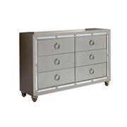 CHLOE Gemstone Silver Dresser with Mirror Accents in Solid Wood and MDF, 57.40' Length