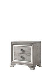 1pc Contemporary Light Grey Finish Two Drawers Bevel Mirror Accents Wooden Solid Wood Bedroom Furniture