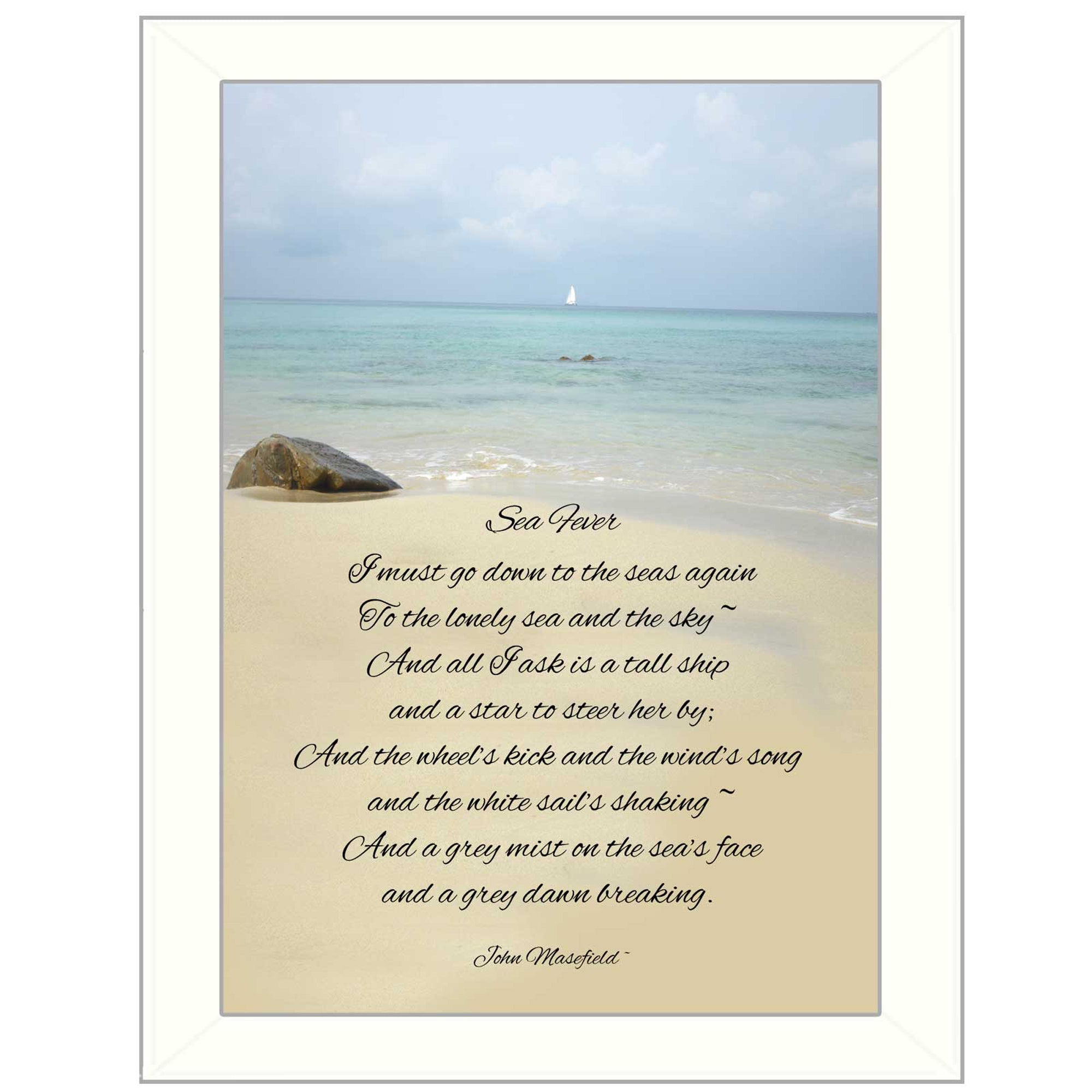 'Sea Fever' By Trendy Decor4U, Printed Wall Art, Ready To Hang Framed Poster, White Frame