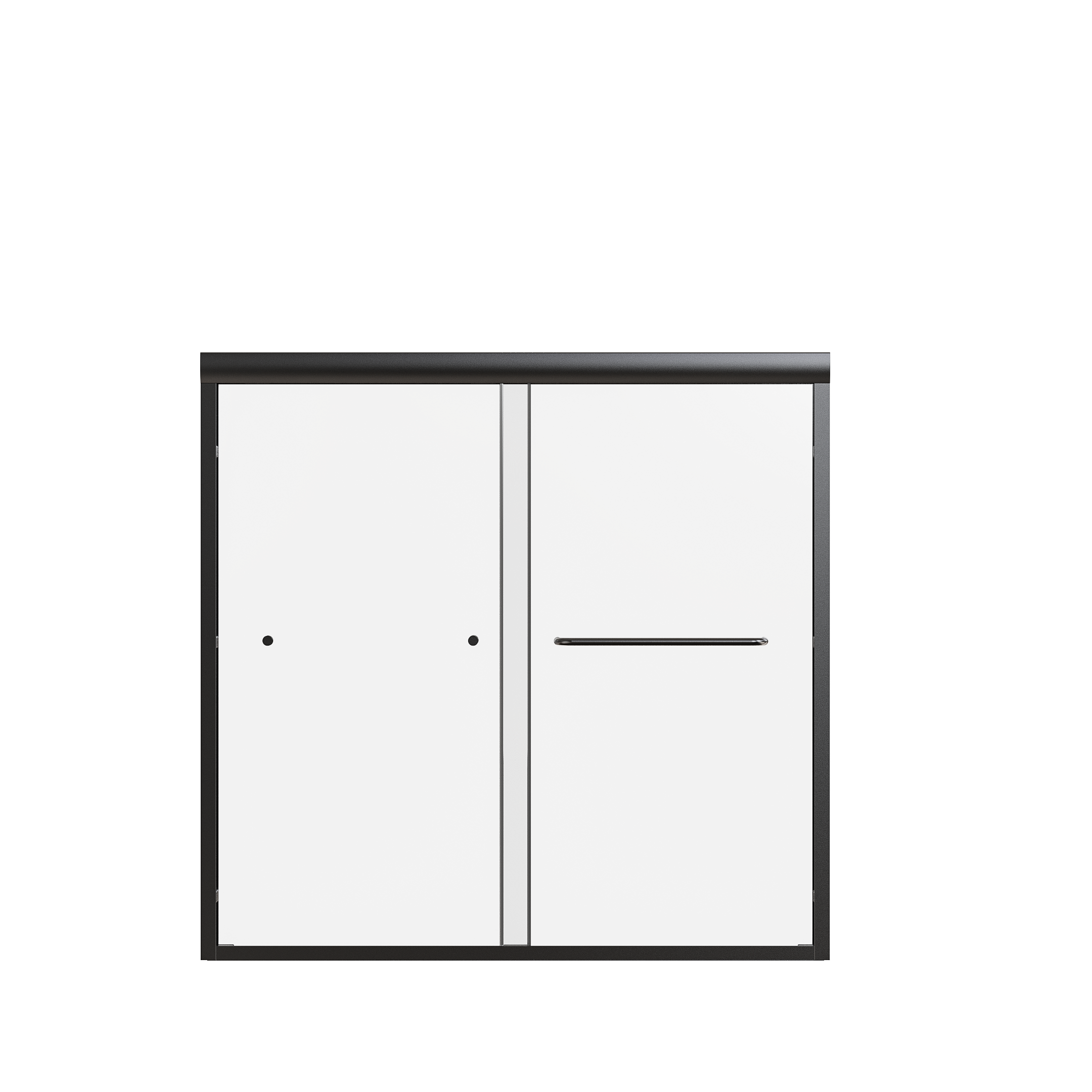Matte Black Semi-Frameless Double Sliding Tub Door, Bypass Bathtub Shower, 56'-60'W x 58'H, 1/4' (6mm) SGCC Tempered Glass