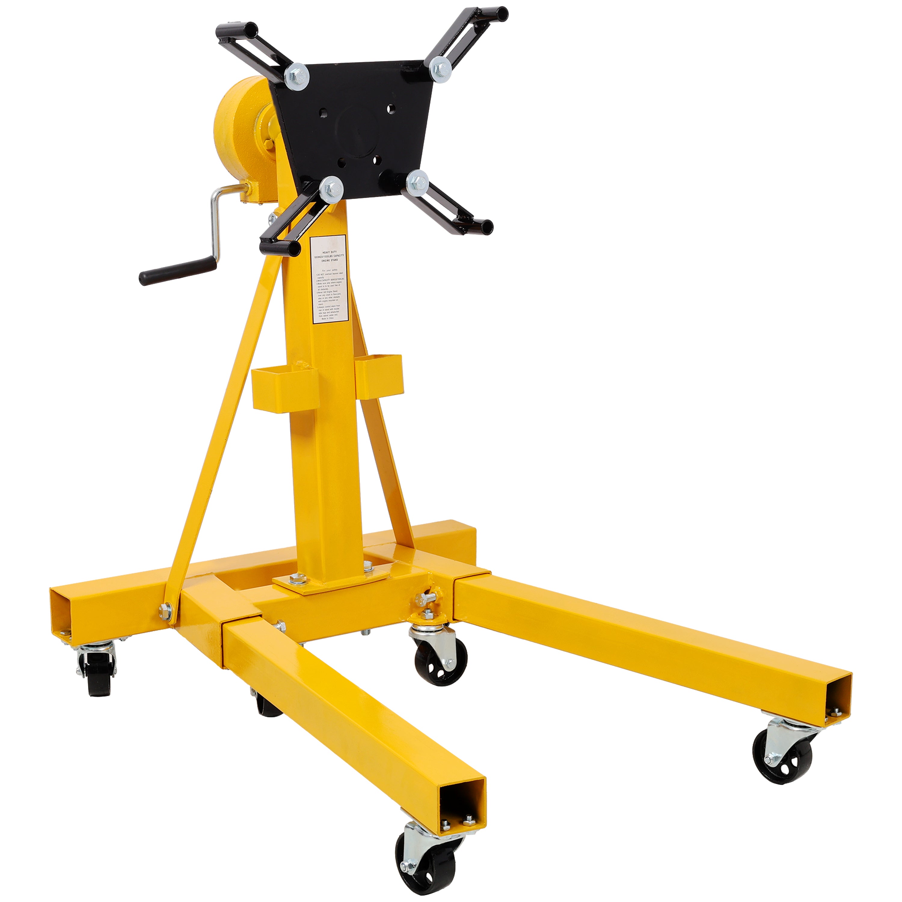 1500lbs Folding Engine Stand,Geared Rotating Head,360 Degree Adjustable Mounting Head,Yellow Color