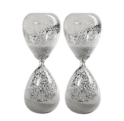 Set of 2, 10' Peleus 60-Minute Silvered Hourglass, White Sand