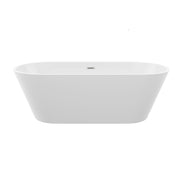 67' Acrylic Freestanding Bathtub, Stand Alone Soaking Tub, Gloss White Finish, Chrome Overflow & Pop-Up Drain