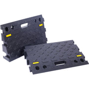 Heavy-Duty Plastic 4' High Portable Automotive Curb Ramp for Cars & Wheelchairs, Black, Interlocking Design