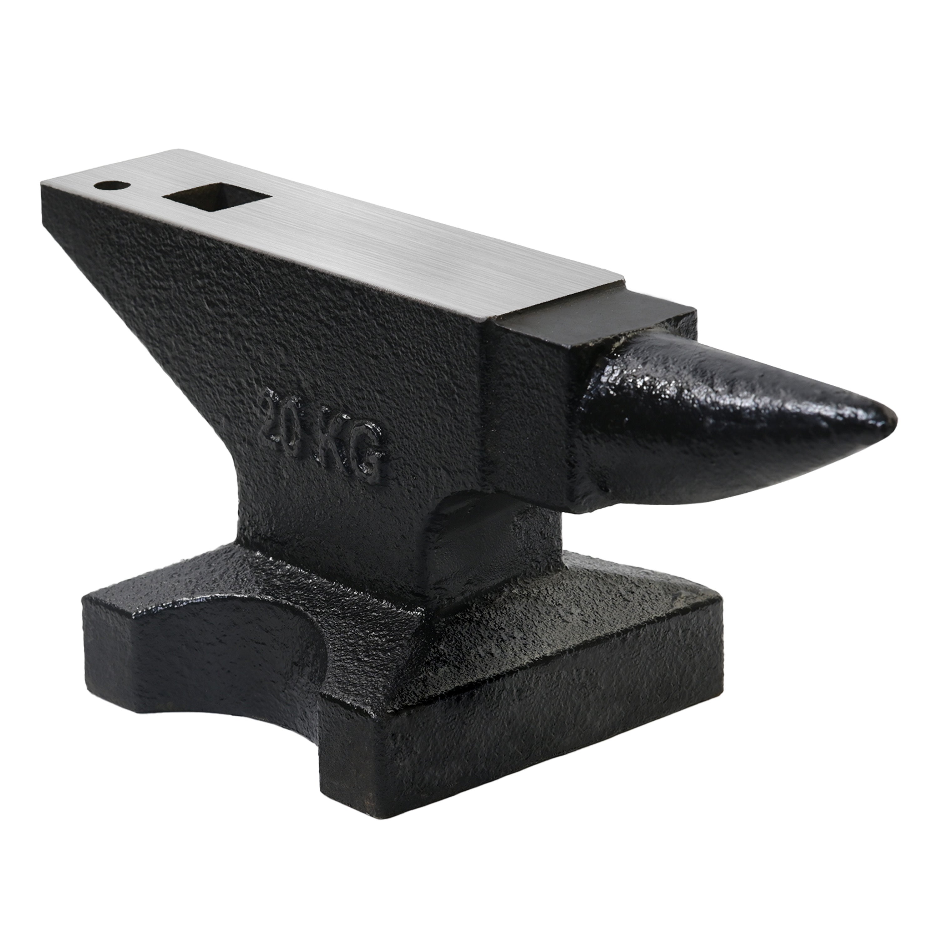 44Lbs Cast Steel Anvil, High Hardness Rugged Round Horn Anvil Blacksmith, Large Countertop and Stable Base, with Round and Square Hole, Metalsmith Tool for Bending and Shaping