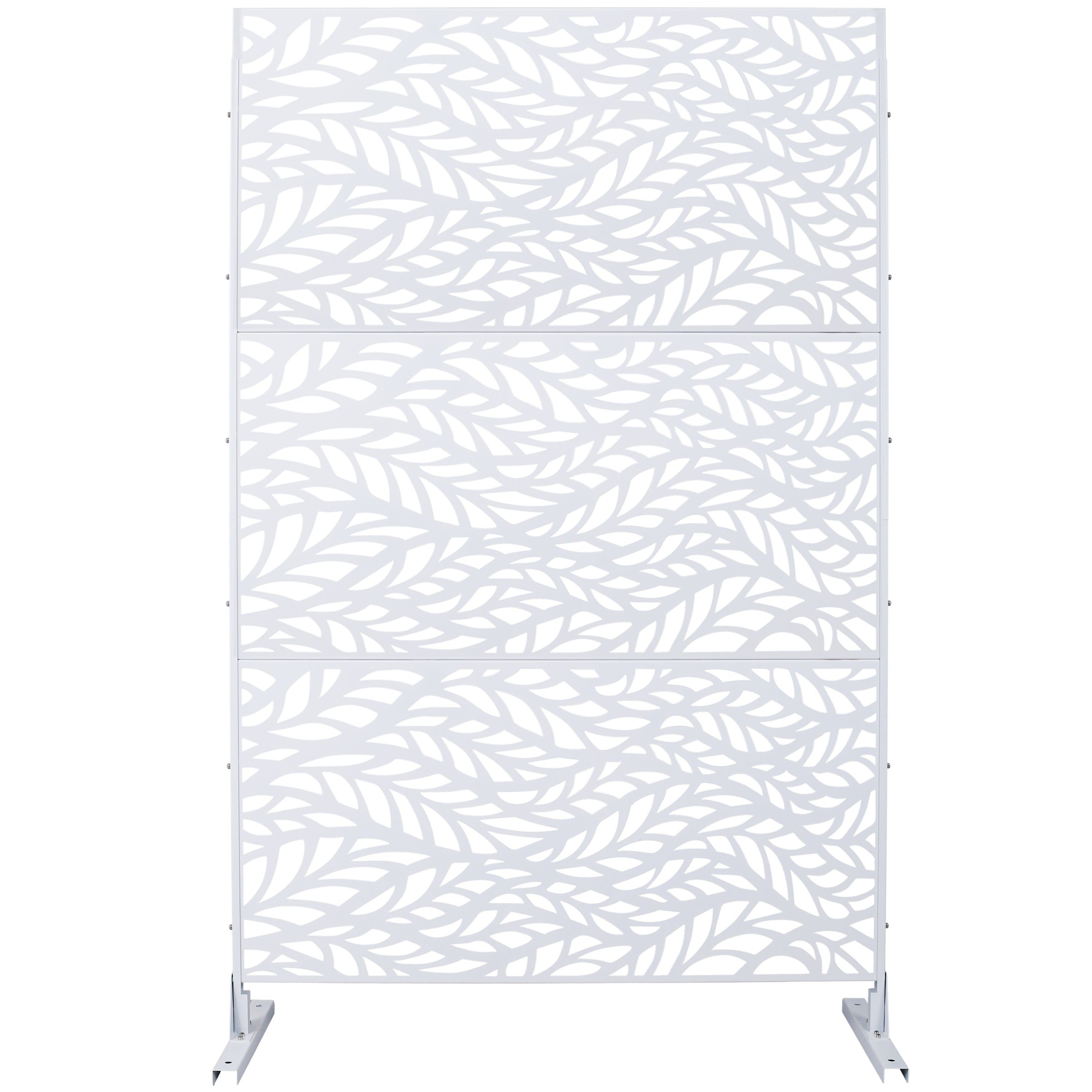 Outdoor & Indoor Privacy Screen Metal Privacy Screen 76' H×48' W, Freestanding Decorative Privacy Screen for Deck Balcony Patio, Privacy Fence Panels for Outside Lawn Garden PS110 WHITE
