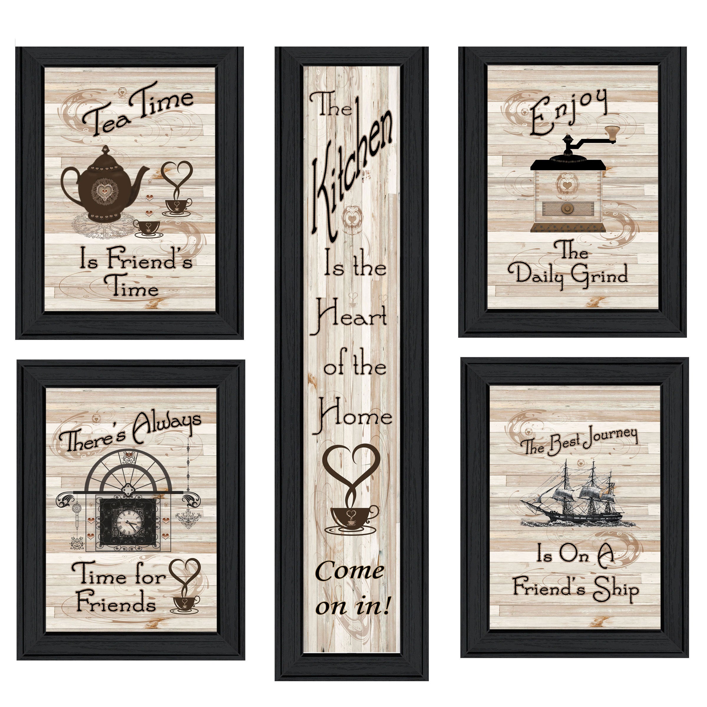 'Kitchen Friendship Collection' 5-Piece Vignette by Millwork Engineering, Black Frame