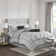 7 Piece Tufted Comforter Set Grey Cal King