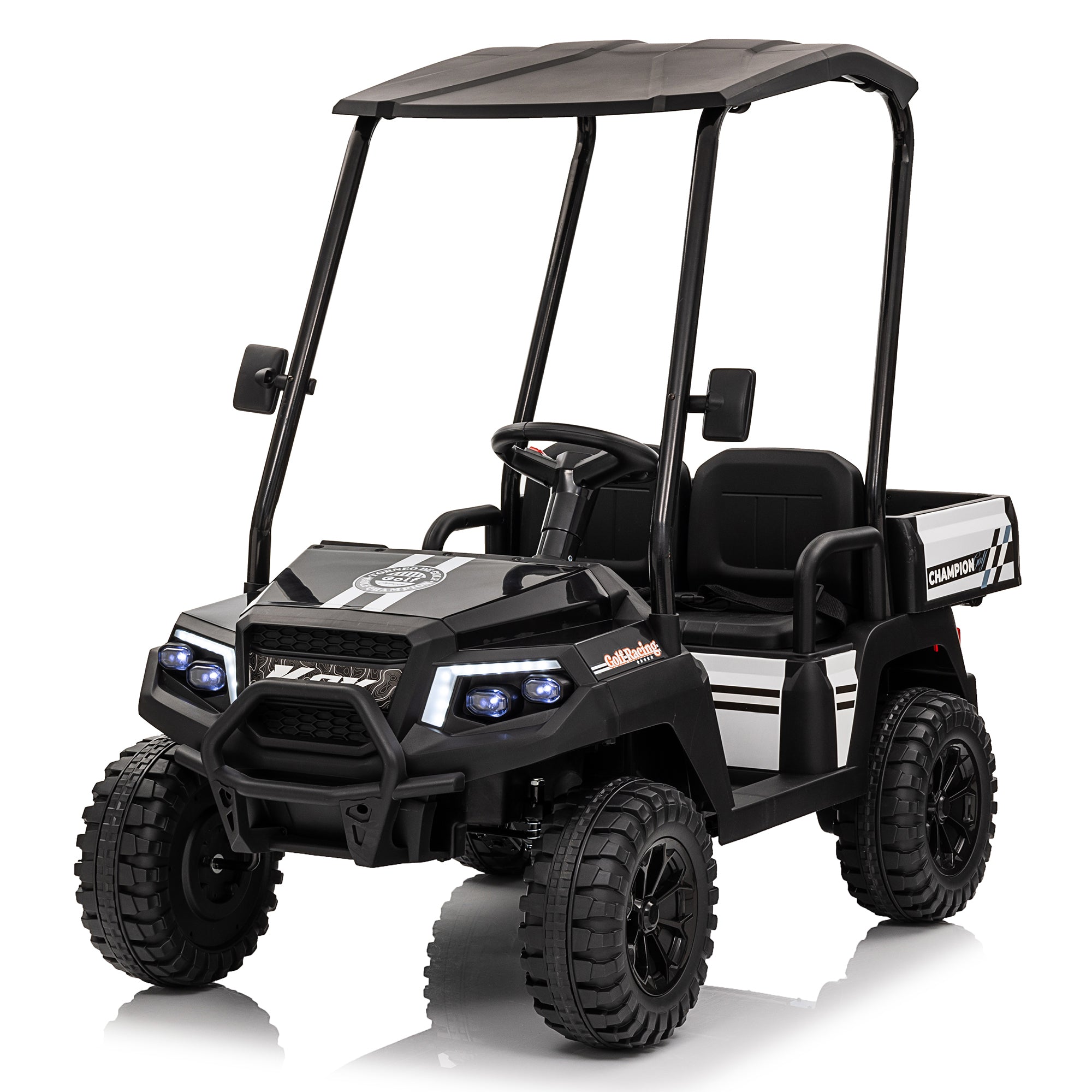 24V XL Kids Electric Ride on Truck w/RC - Spacious 20in Wide Seat, Removable Sunshade, Dual-Motor Drive, 4-Wheel Spring Suspension, Bluetooth Audio & Comfortable Dual Seats,Recommended age: 3-8