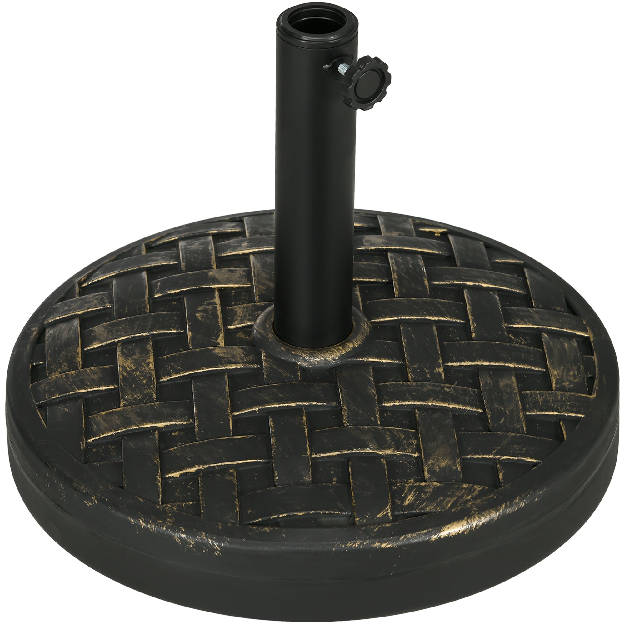 Outsunny 18' Patio Umbrella Base, 40 lbs. Concrete Heavy Duty Umbrella Stand with Metal Umbrella Holder for 1.5' or 2' Umbrella Poles, Round Market Umbrella Stand for Outdoor, Lawn, Poolside, Bronze