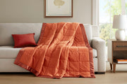 1 PCS Twin Lightweight Down Alternative Blanket with Satin Trim Orange