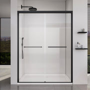 50-54*72 INCH Frame Double Sliding soft-close Shower Doors, Bathroom Sliding Shower Door,  (6mm) Thick SGCC Tempered Glass Door For Bathroom Door ,Matte Black