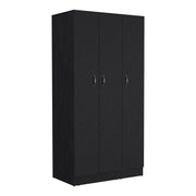 Modern Wardrobe Armoire 71'H with 3-Doors and 2-Inner Drawers in Black Particle Board
