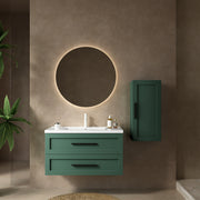 JODI 36' Bathroom Vanity with Sink, Modern Wall-Mounted Floating Bathroom Storage Cabinet with 2 Drawers (NO side cabinet), White Ceramic Basin without Faucet, Green Color