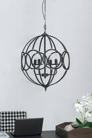 4 - Light Metal Chandelier, Hanging Light Fixture with Adjustable Chain for Kitchen Dining Room Foyer Entryway, Bulb Not Included