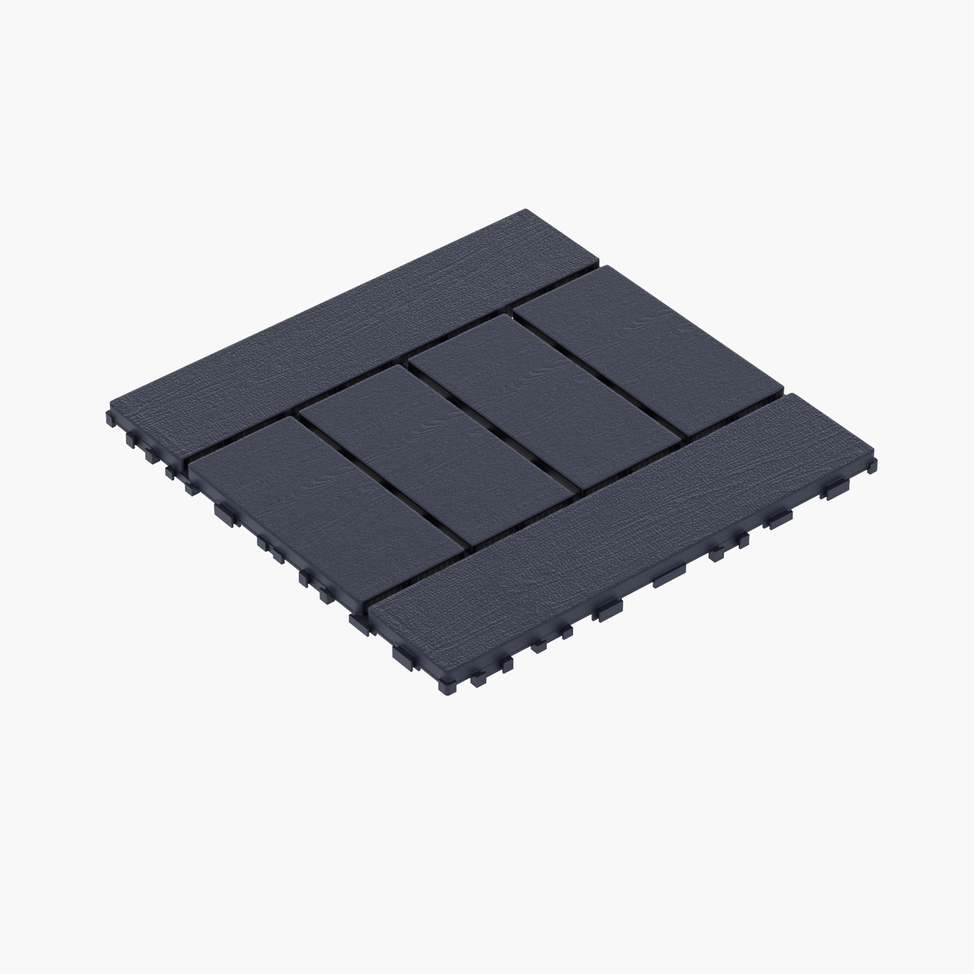H Style DIY Module Interlocking Patio Deck Tiles, Dark Gray, Polypropylene, 12' x 12'