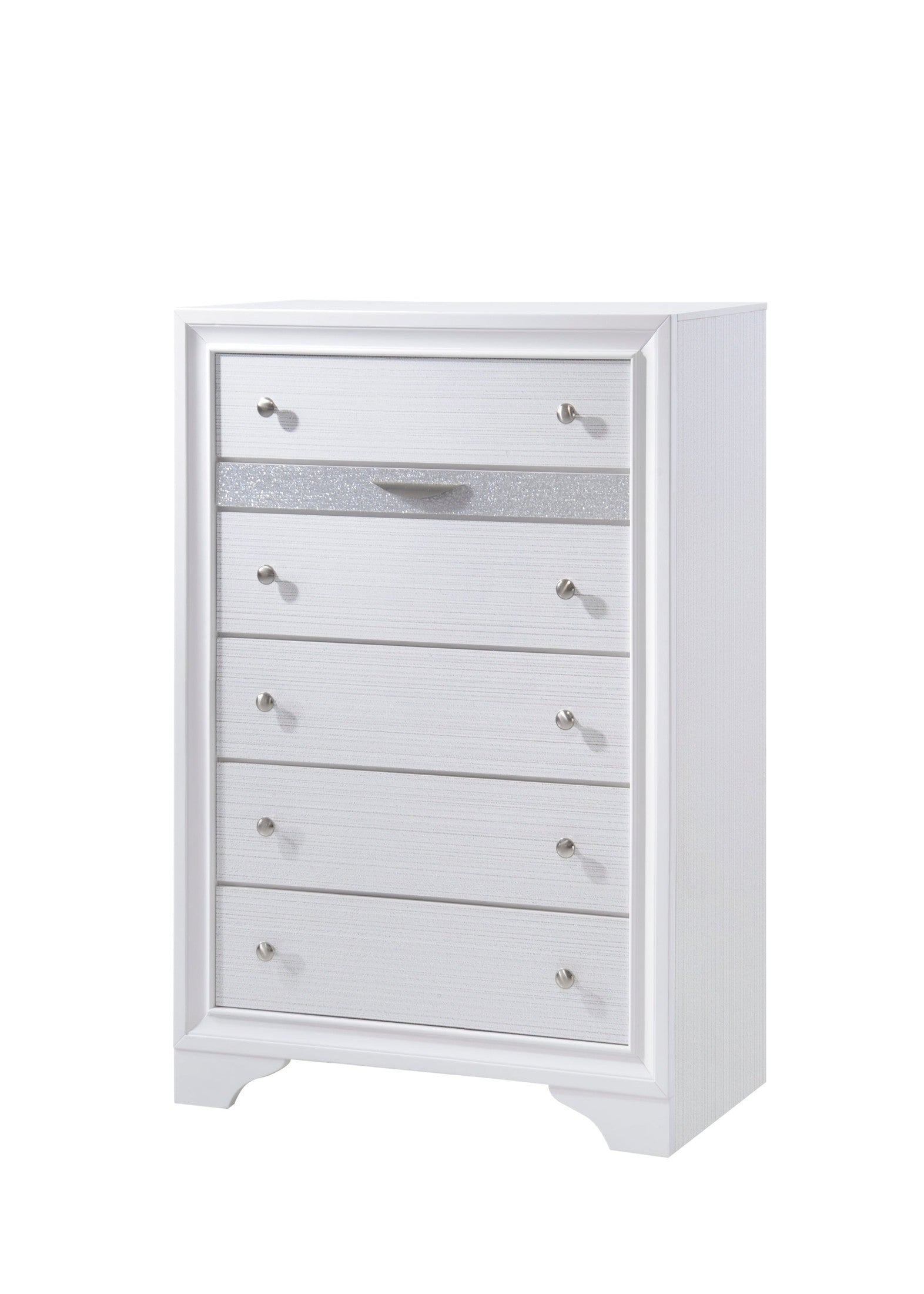 Matrix Traditional Style 5 Drawer Chest made with Wood in White color