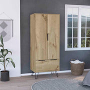 Augusta Armoire Closet, One Drawer, Double Door Cabinet -Light Oak