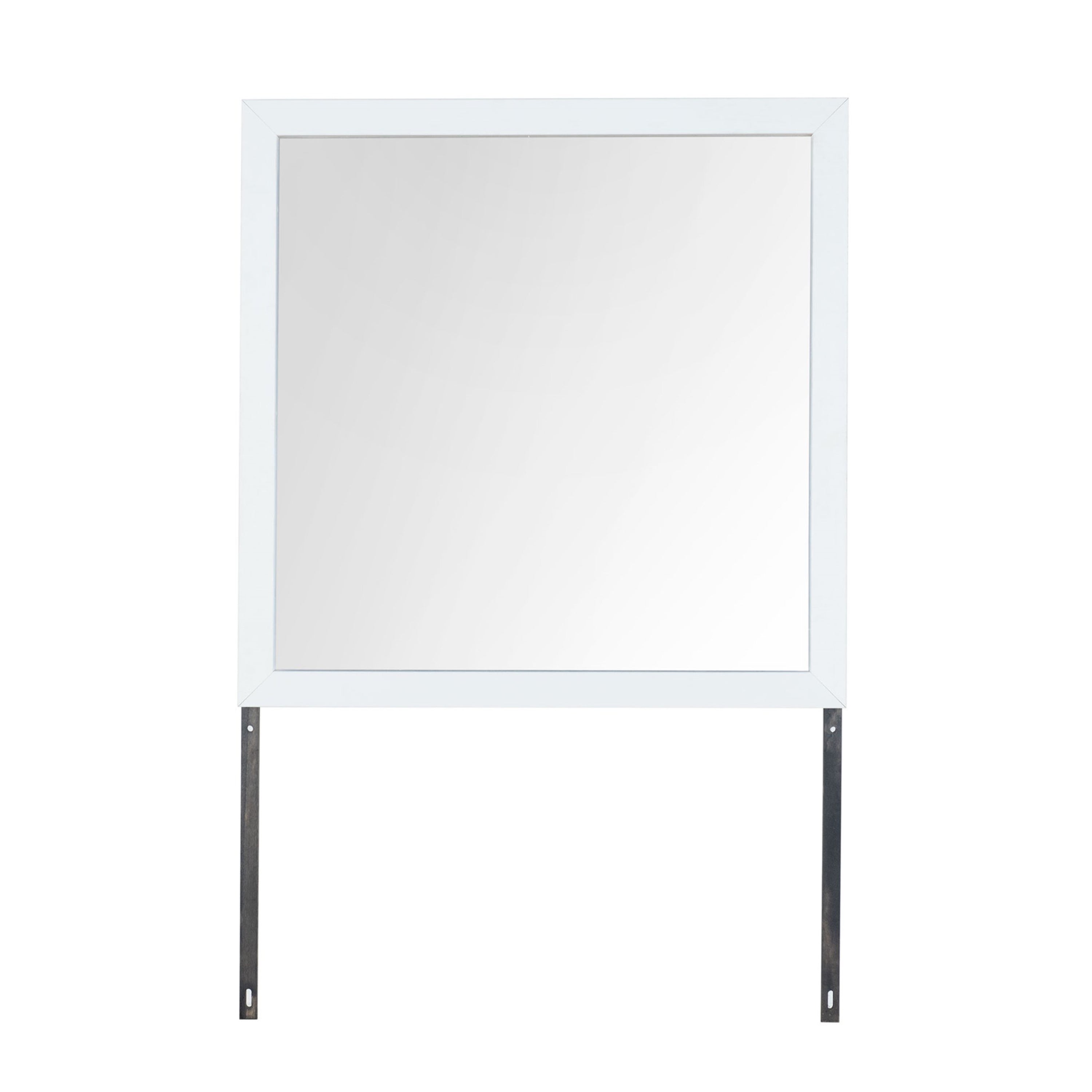 Maloise Modern Glamour Large Scale White Mirror with Solid Wood and MDF
