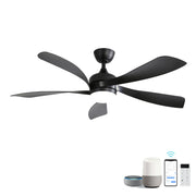 45 Inch Matte Black Smart Ceiling Fan with DC Motor Alexa APP Control Quiet Reversible Operation Dimmable Lighting and Timer