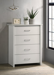 Celeste 32'W White 4-Drawer Chest with Silver Handles