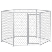 PawHut 9.2' x 8' x 5.6' Dog Kennel, Outdoor Dog Run with Lockable Door for Medium and Large-Sized Dogs, Silver