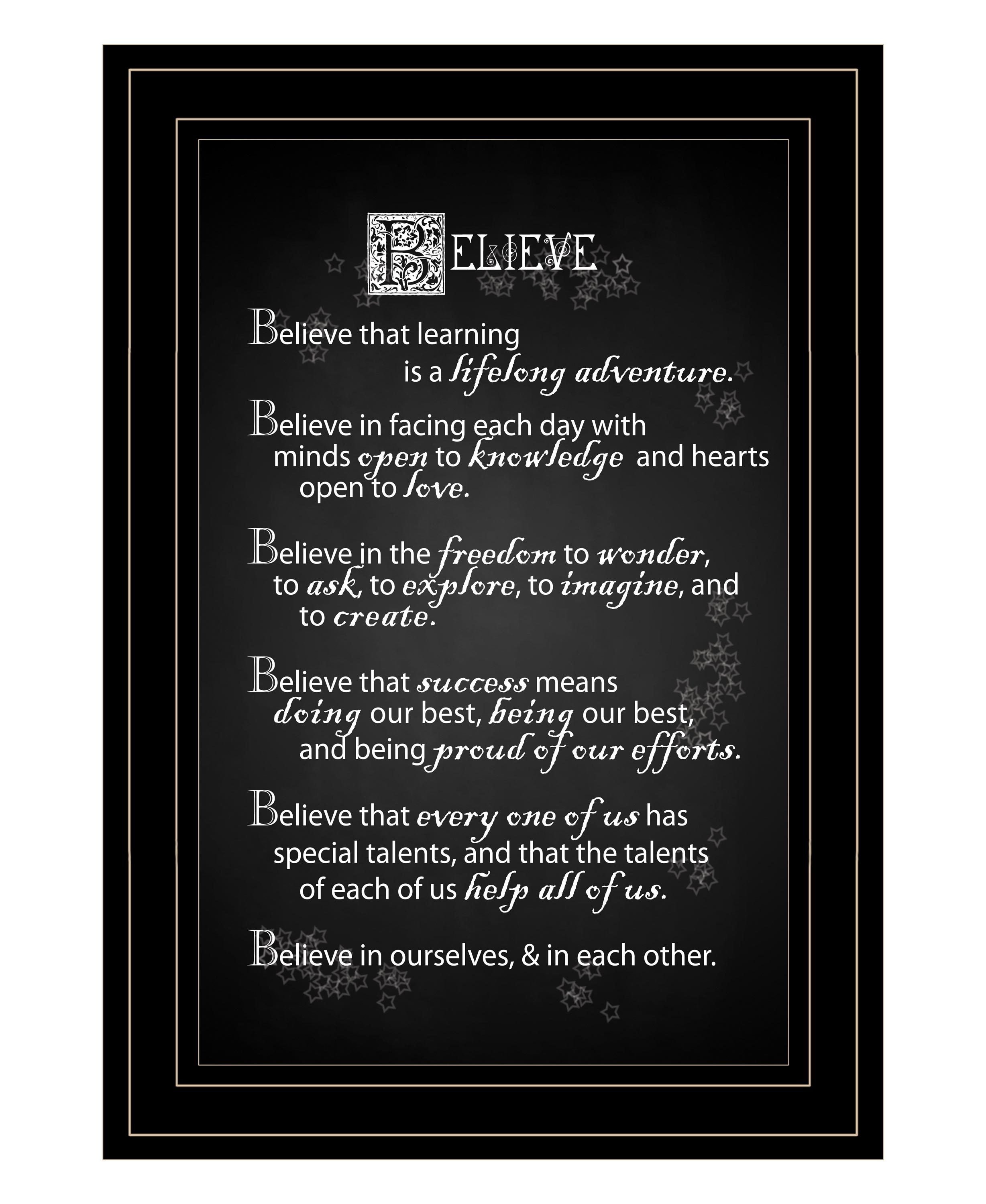 'Believe' by Trendy Decor 4U, Ready to Hang Framed Print, Black Frame