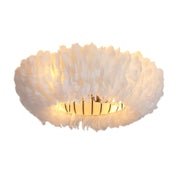 20'  Feather-Dressed Caged Ceiling Fans with  Remote,  Flush Mount Ceiling Fan with Light,  Chandelier Fan 6 Speed DC Motor Reversible Ceiling Fan For  Living Room Bedroom.--NOT INCLUDED BULBS