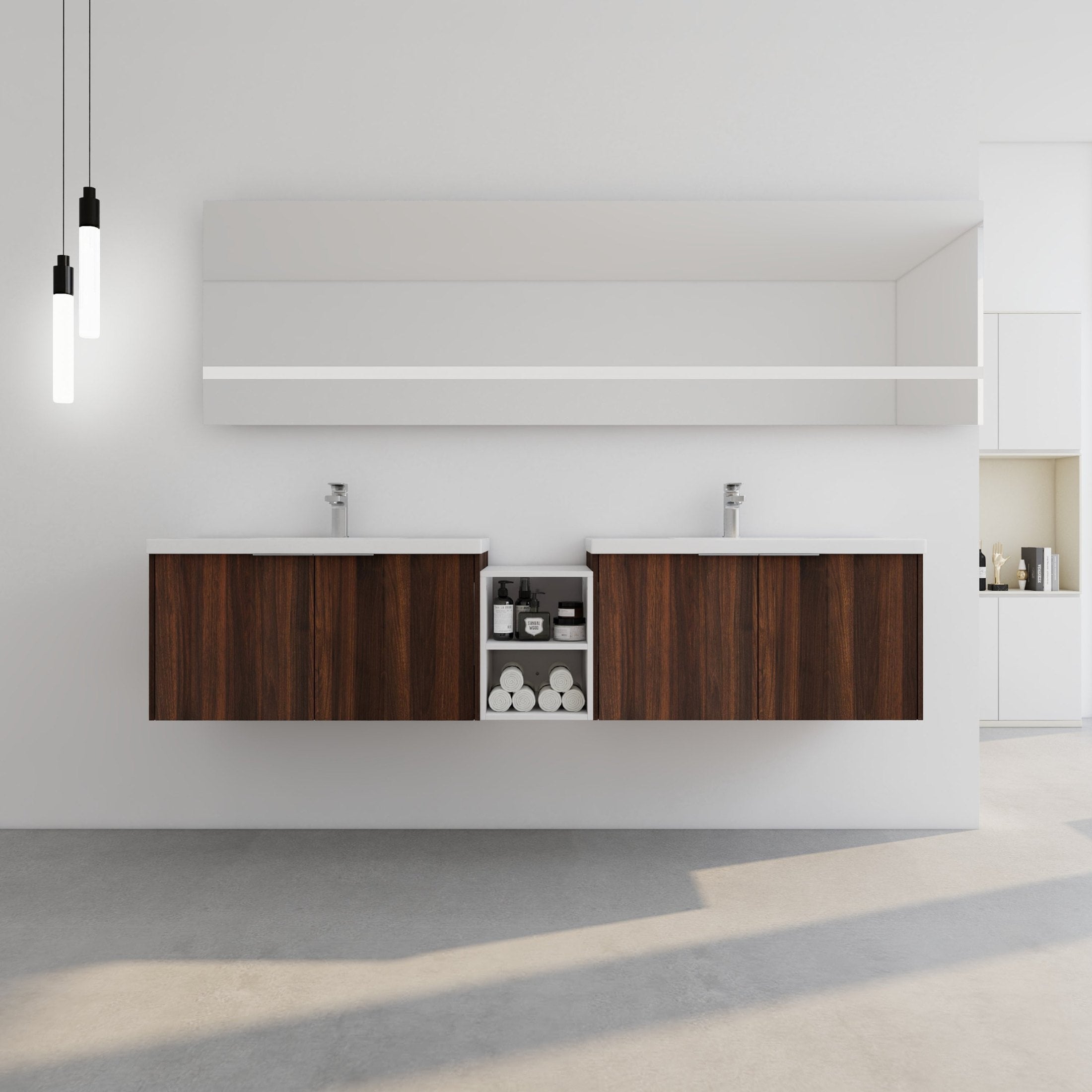 84 Inch Soft Close Doors Bathroom Vanity With Sink, A Small Storage Shelves, 36' and 12' Combination Cabinet,(KD-Packing)
