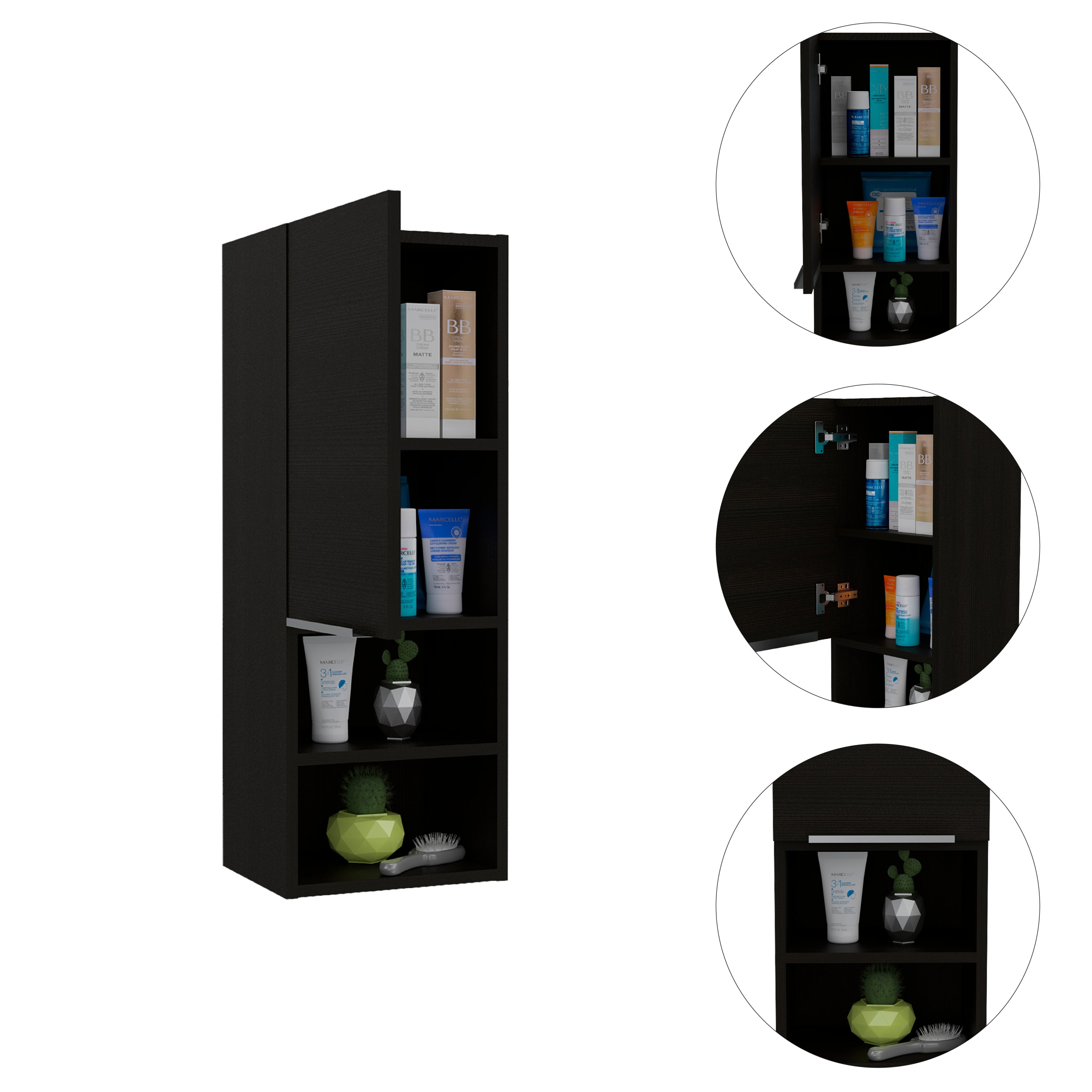 Wenge Rectangle 2-Shelf Medicine Cabinet