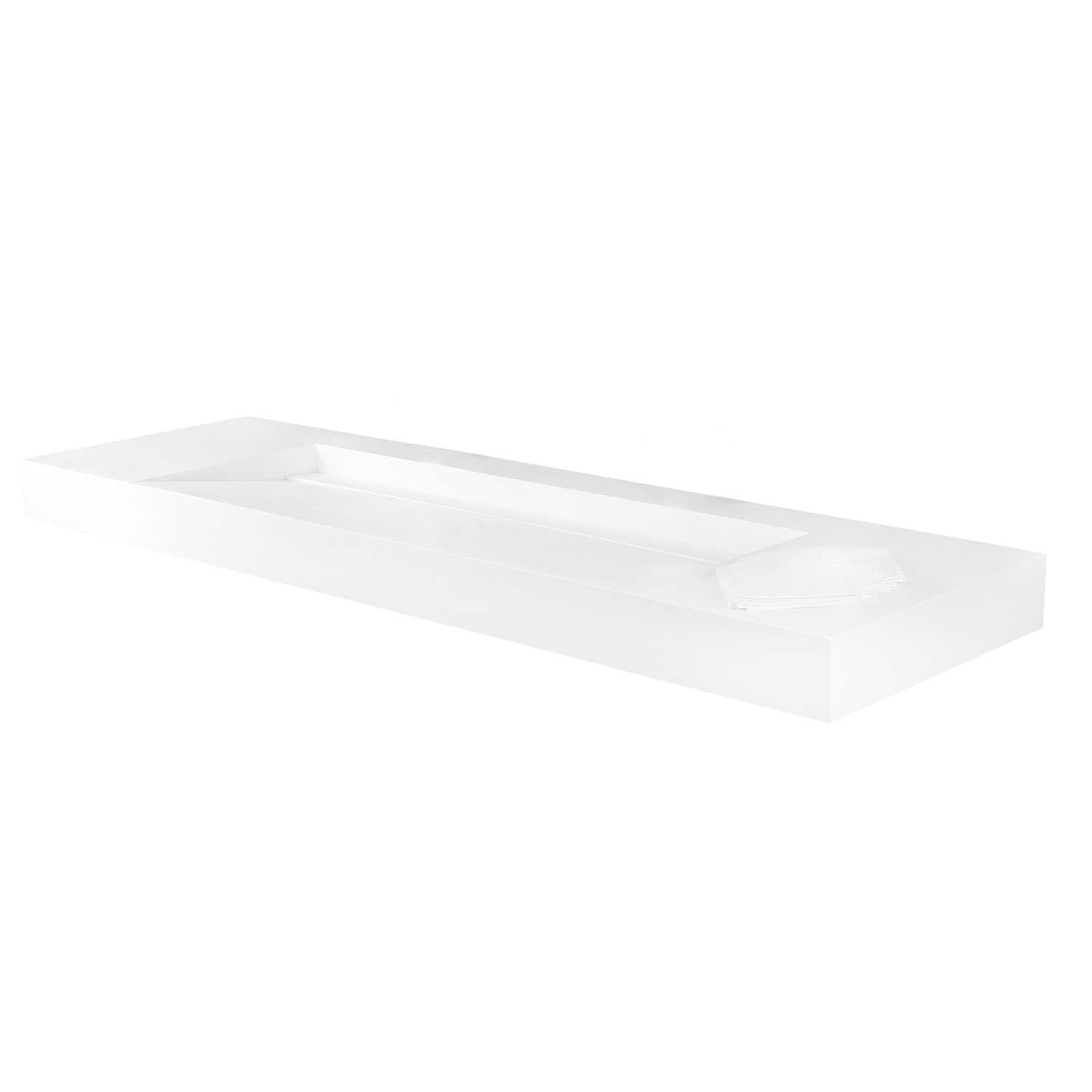 DAX Solid Surface Rectangular Double Bowl Top Mount Bathroom Basin – Matte White – Modern Design, Durable & Easy to Clean – Elegant Double Sink