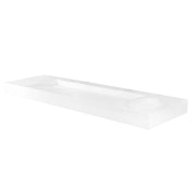 DAX Solid Surface Rectangular Double Bowl Top Mount Bathroom Basin – Matte White – Modern Design, Durable & Easy to Clean – Elegant Double Sink
