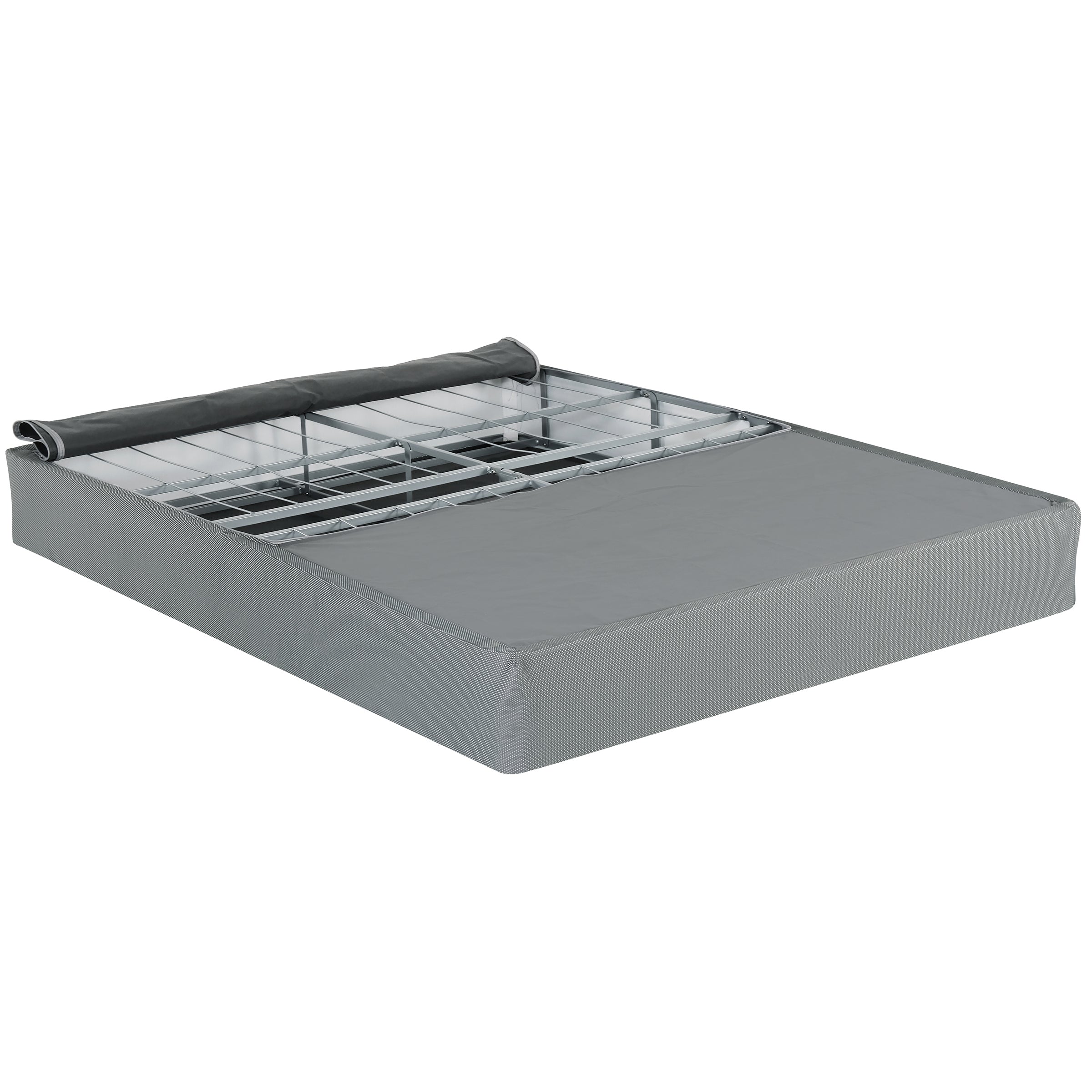 Foldable 9 in. Metal Mattress Bed Base, Twin-Size Box Spring Foundation Bed, Grey