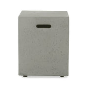 Modern Magnesium Oxide Tank Holder Side Table with Smooth Concrete Surface in Light Grey
